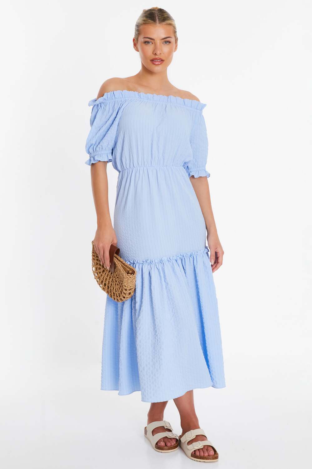 Викторина Женское Плетеное Текстурированное Бардо Макси Платье Quiz, синий 
Викторина Женское Плетеное Текстурированное Бардо Макси Платье Quiz, синий