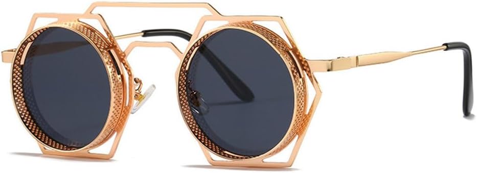 Круглые солнцезащитные очки в стиле стимпанк для женщин и мужчин, с металлической сеткой, с индивидуальным дизайном, солнцезащитные очки для женщин с защитой от УФ-излучения UV400 TYUVIVO, Gold-black
Круглые солнцезащитные очки в стиле стимпанк для женщин и мужчин, с металлической сеткой, с индивидуальным дизайном, солнцезащитные очки для женщин с защитой от УФ-излучения UV400 TYUVIVO, Gold-black