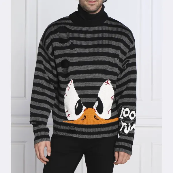 Свитер обычного кроя с добавлением шерсти Gcds, черный 
Свитер обычного кроя с добавлением шерсти Gcds, черный