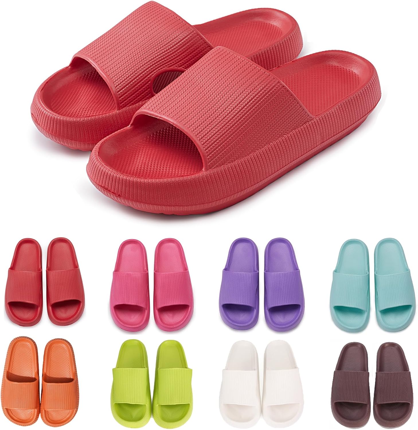 Тапочки rosyclo Cloud для женщин и мужчин с массажной толстой подошвой, противоскользящие для душа, супер мягкие уютные тапочки для дома, для использования внутри и снаружи, красный
Тапочки rosyclo Cloud для женщин и мужчин с массажной толстой подошвой, противоскользящие для душа, супер мягкие уютные тапочки для дома, для использования внутри и снаружи, красный