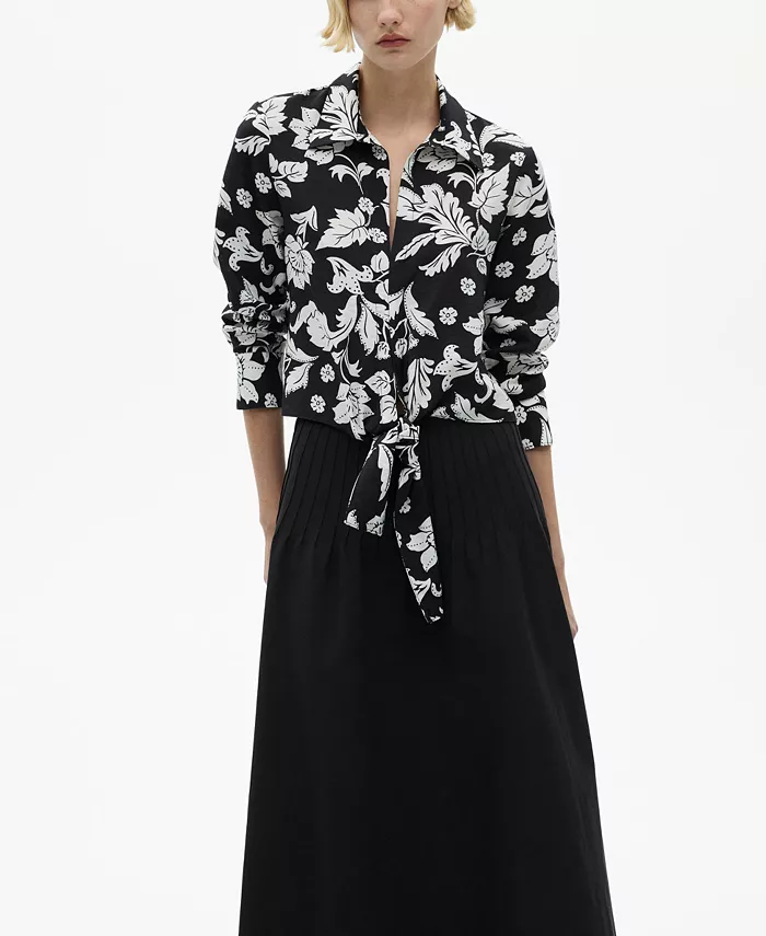 Женская блузка с цветочным принтом и узлом MANGO, черный
Женская блузка с цветочным принтом и узлом MANGO, черный