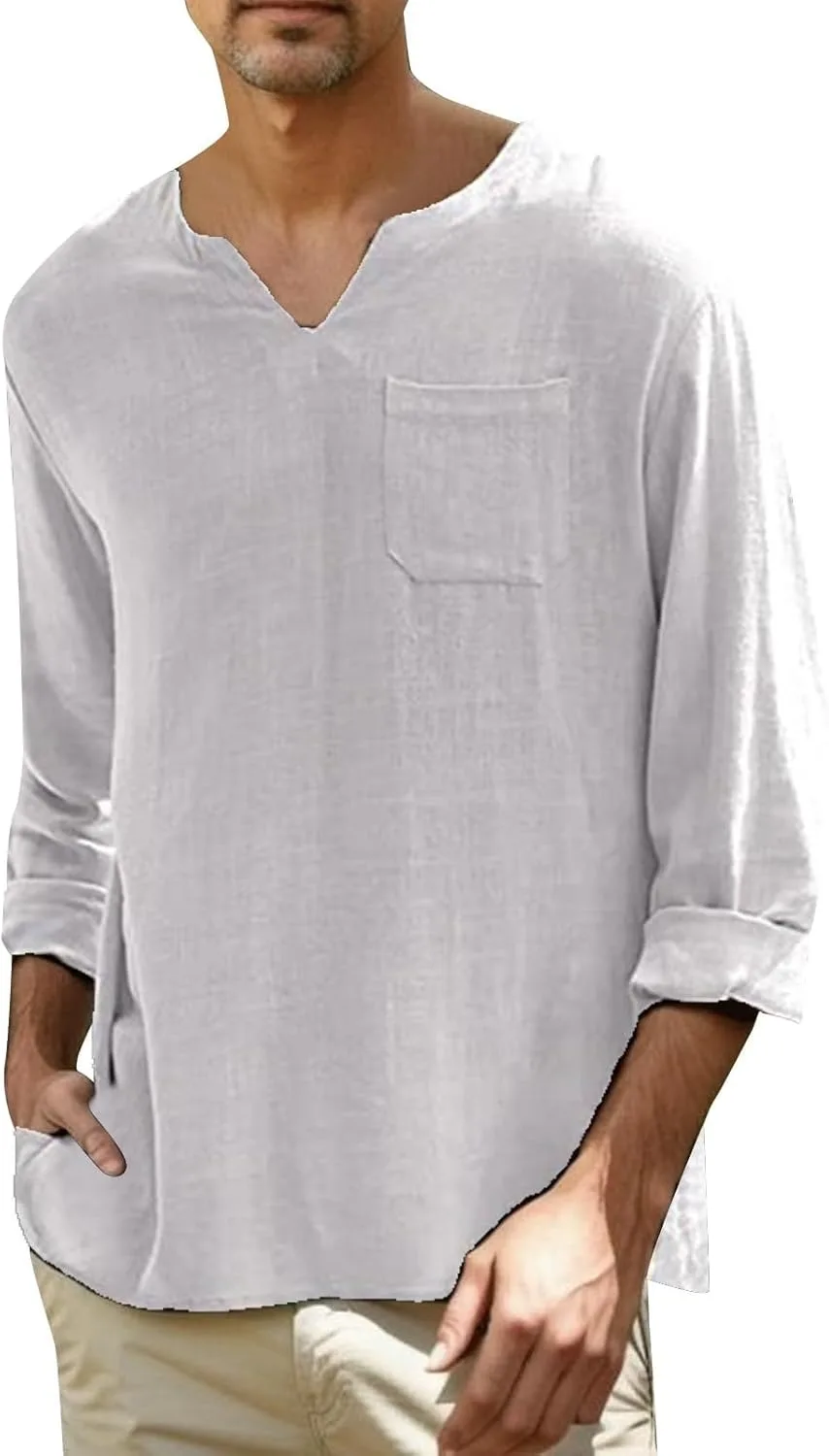 Мужская летняя рубашка с длинным рукавом из хлопка и льна Thatrich
Мужская летняя рубашка с длинным рукавом из хлопка и льна Thatrich