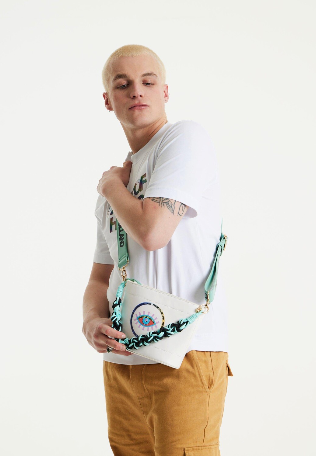 Белая сумка через плечо с принтом логотипа и плетеной ручкой House of Holland, белый
Белая сумка через плечо с принтом логотипа и плетеной ручкой House of Holland, белый