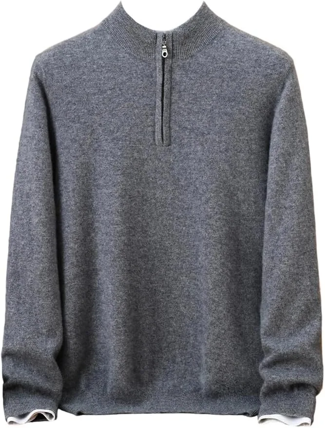 Мужской пуловер из 100% кашемира с четвертью молнии OWEIEYEU
Мужской пуловер из 100% кашемира с четвертью молнии OWEIEYEU