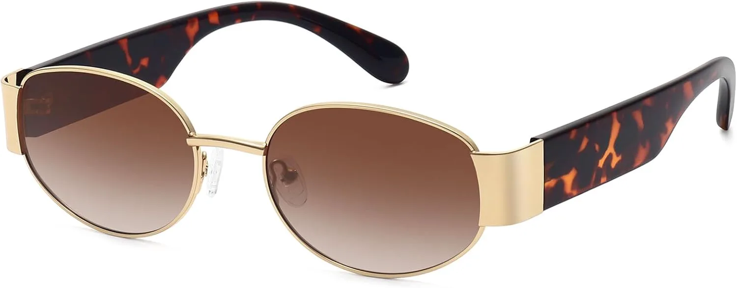 Ретро-очки овальной формы для женщин и мужчин, модные солнцезащитные очки с пластиковой оправой и защитой от УФ-излучения UV400 Fozono, Leopard/Gradient Brown
Ретро-очки овальной формы для женщин и мужчин, модные солнцезащитные очки с пластиковой оправой и защитой от УФ-излучения UV400 Fozono, Leopard/Gradient Brown