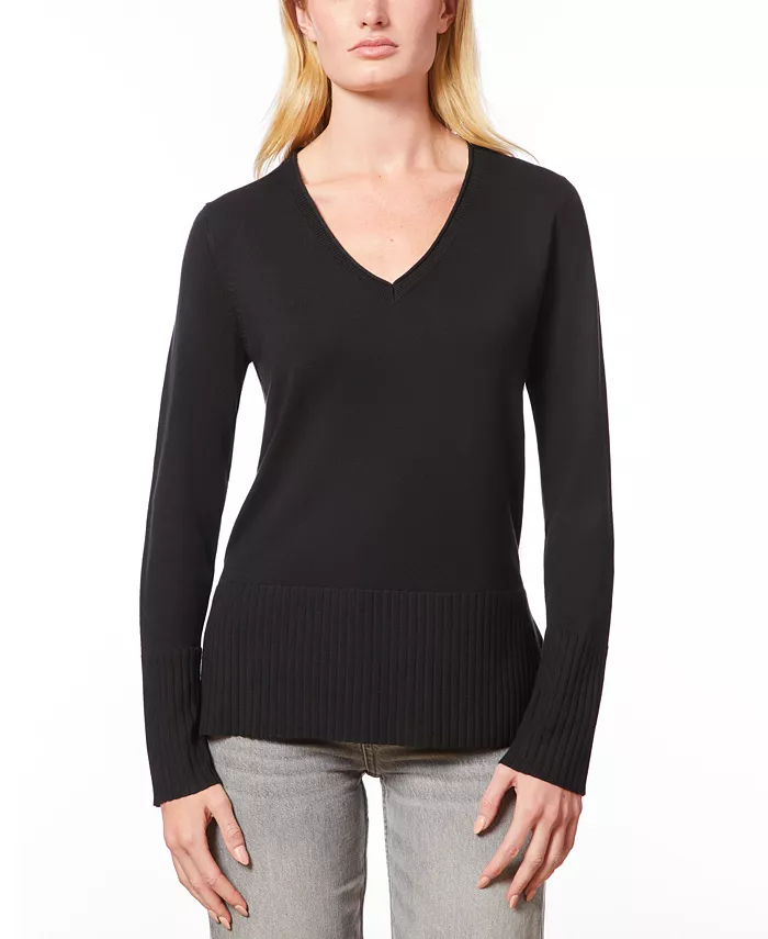 Женский свитер с V-образным вырезом, широким подолом и широкими манжетами Melissa Paige, черный
Женский свитер с V-образным вырезом, широким подолом и широкими манжетами Melissa Paige, черный