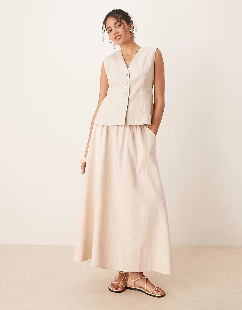 Юбка миди YAS из льна на ощупь цвета березовый крем
Юбка миди YAS из льна на ощупь цвета березовый крем