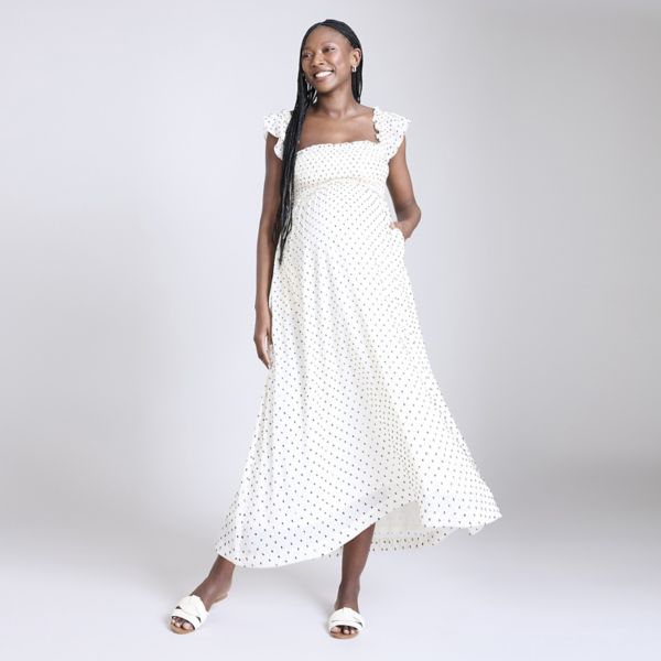 Беременное платье без рукавов с рюшами на плечах и сборкой Motherhood, цвет white clip dot
Беременное платье без рукавов с рюшами на плечах и сборкой Motherhood, цвет white clip dot