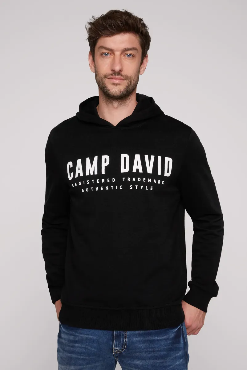 Толстовка CAMP DAVID с капюшоном, хлопок, черный 
Толстовка CAMP DAVID с капюшоном, хлопок, черный