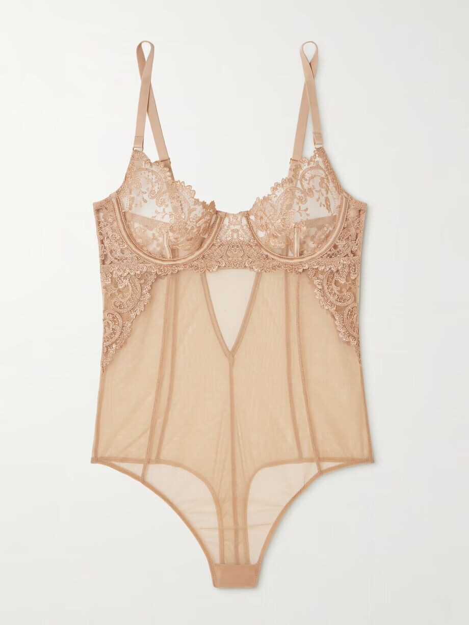 Боди Juliette из тюля с атласной отделкой и вышивкой Kiki De Montparnasse, коричневый
Боди Juliette из тюля с атласной отделкой и вышивкой Kiki De Montparnasse, коричневый