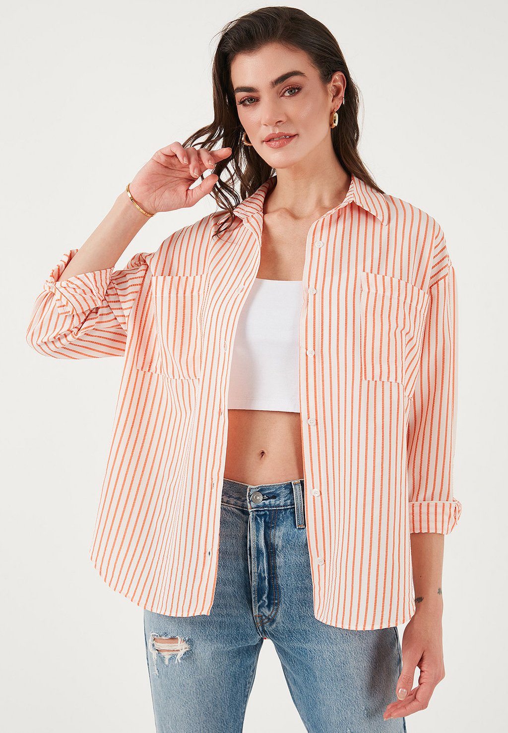 Блузка на пуговицах LELA, оранжевый
Блузка на пуговицах LELA, оранжевый