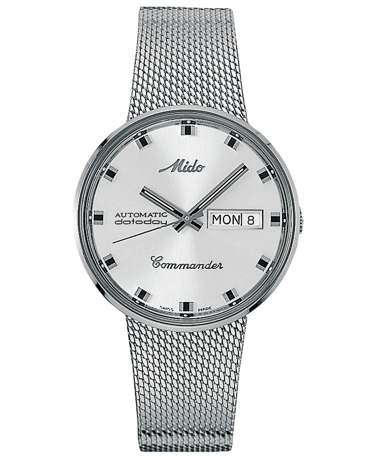 Мужские швейцарские автоматические часы Commander из нержавеющей стали с сетчатым браслетом 37 мм Mido 
Мужские швейцарские автоматические часы Commander из нержавеющей стали с сетчатым браслетом 37 мм Mido