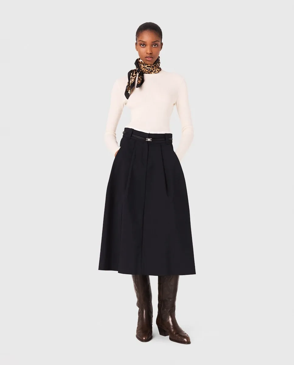 Длинная хлопковая юбка с поясом Maje, черный
Длинная хлопковая юбка с поясом Maje, черный