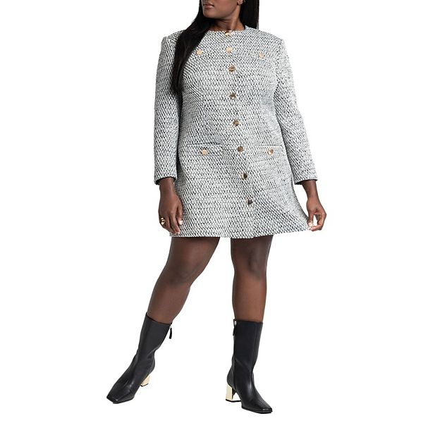 Женское платье мини с длинным рукавом из твида plus size Eloquii
Женское платье мини с длинным рукавом из твида plus size Eloquii