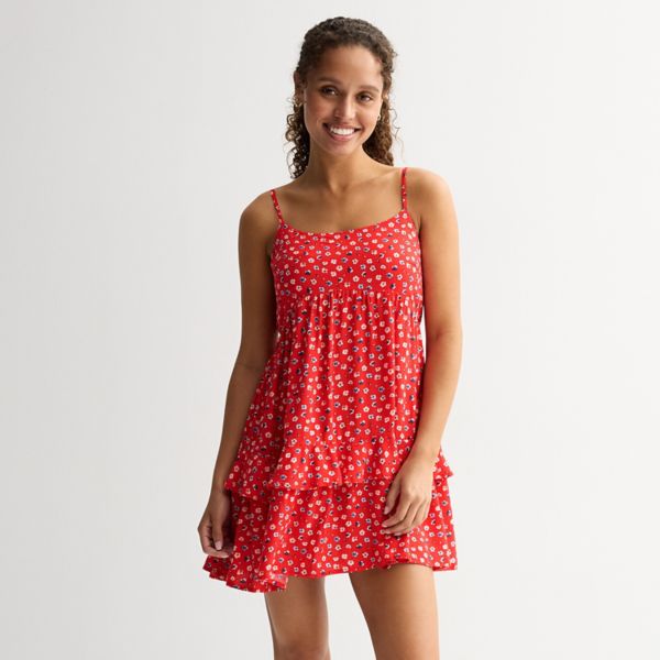 Мини-платье с ярусами и рюшами для девушек So, цвет red aurora floral 
Мини-платье с ярусами и рюшами для девушек So, цвет red aurora floral