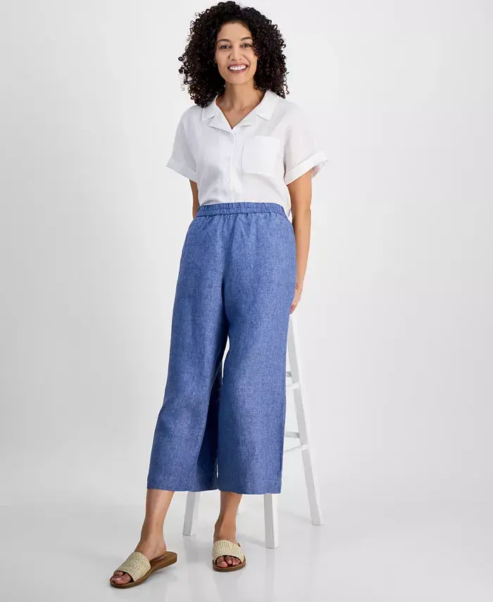 Укороченные брюки-клеш из 100% льна Charter Club, синий
Укороченные брюки-клеш из 100% льна Charter Club, синий