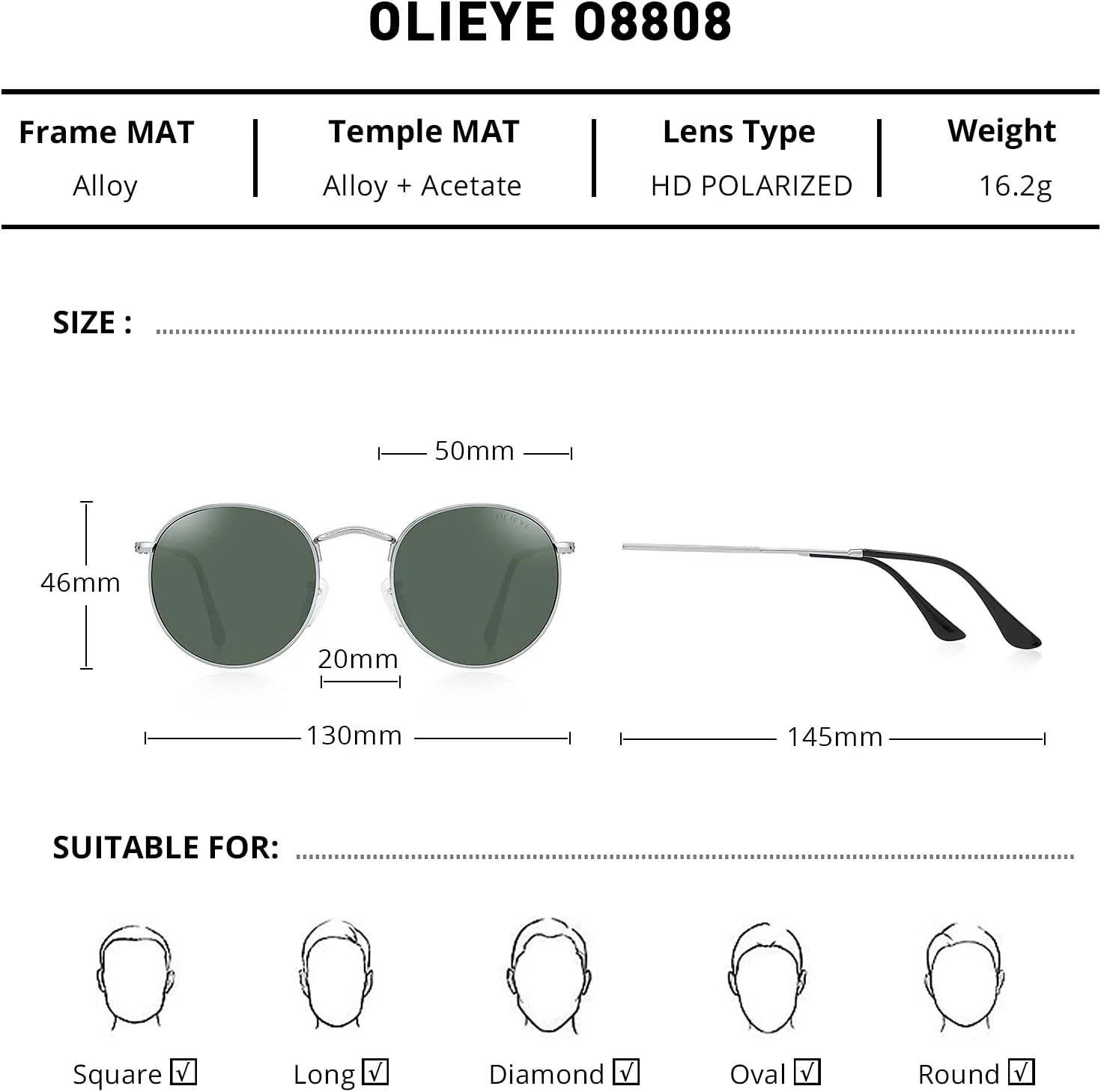 Классические маленькие круглые поляризованные солнцезащитные очки для женщин и мужчин в винтажном стиле ретро OLIEYE, Silver Frame/G15 Lens/Silver Temples
Классические маленькие круглые поляризованные солнцезащитные очки для женщин и мужчин в винтажном стиле ретро OLIEYE, Silver Frame/G15 Lens/Silver Temples