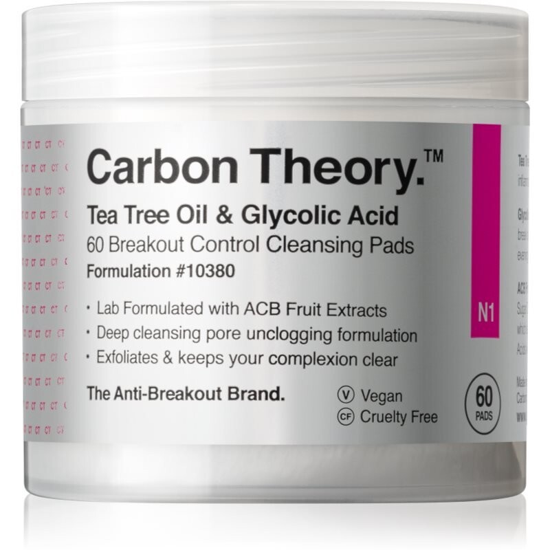 Очищающие подушечки Carbon Theory с маслом чайного дерева и гликолевой кислотой для осветления и разглаживания кожи 60 шт
Очищающие подушечки Carbon Theory с маслом чайного дерева и гликолевой кислотой для осветления и разглаживания кожи 60 шт