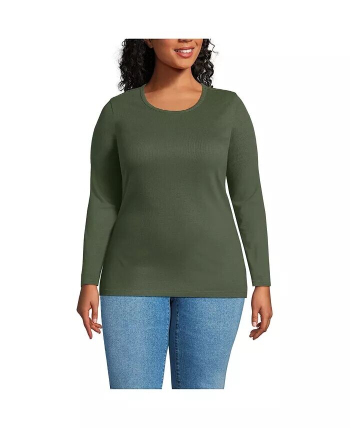 Плюс размер Футболка в рубчик с длинным рукавом Lands' End, зеленый
Плюс размер Футболка в рубчик с длинным рукавом Lands' End, зеленый