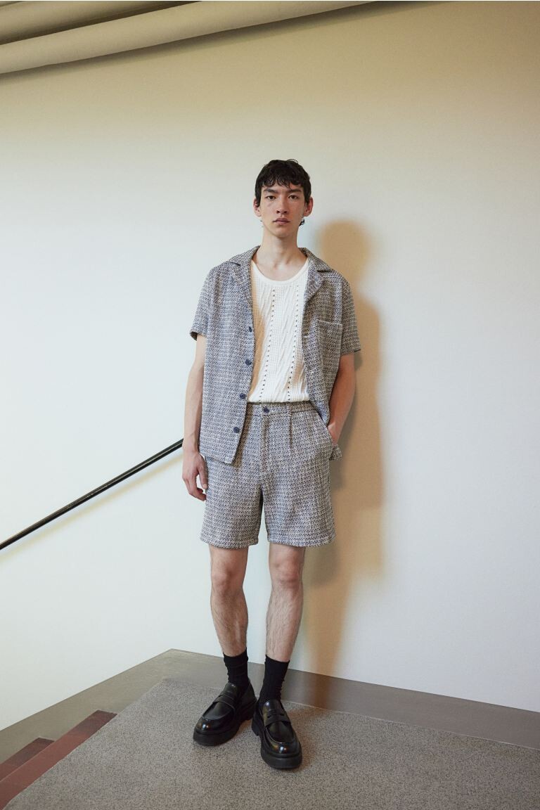 Шорты из структурированной ткани свободного кроя H&M, синий
Шорты из структурированной ткани свободного кроя H&M, синий