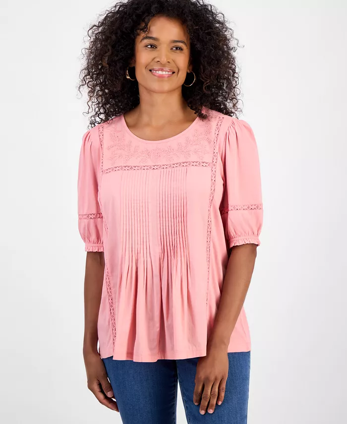 Женская блузка с кружевной отделкой и рукавом три четверти Style & Co, розовый
Женская блузка с кружевной отделкой и рукавом три четверти Style & Co, розовый