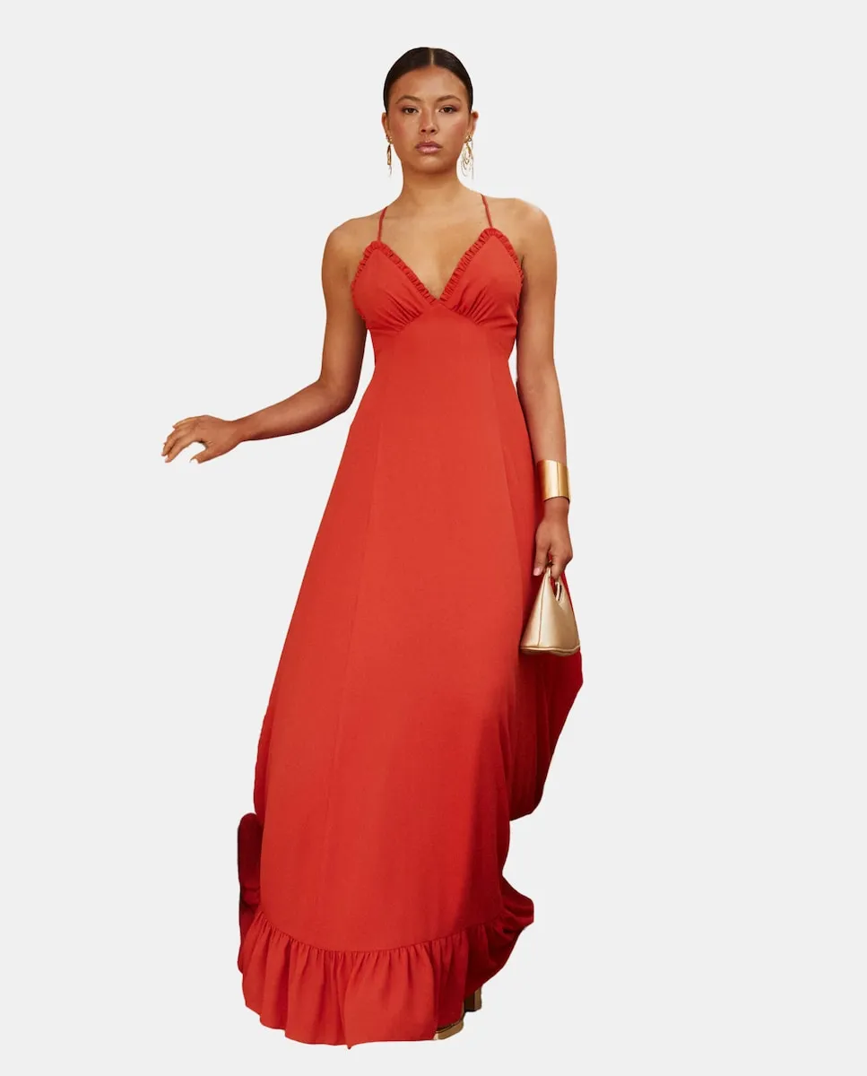 Длинное платье с v-образным вырезом и тонкими бретелями Miphai, оранжевый
Длинное платье с v-образным вырезом и тонкими бретелями Miphai, оранжевый