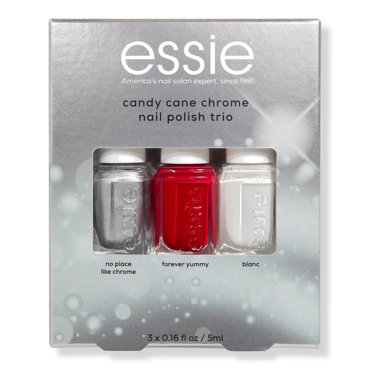 Праздничный подарочный набор из 3 мини-лаков для ногтей Essie
Праздничный подарочный набор из 3 мини-лаков для ногтей Essie