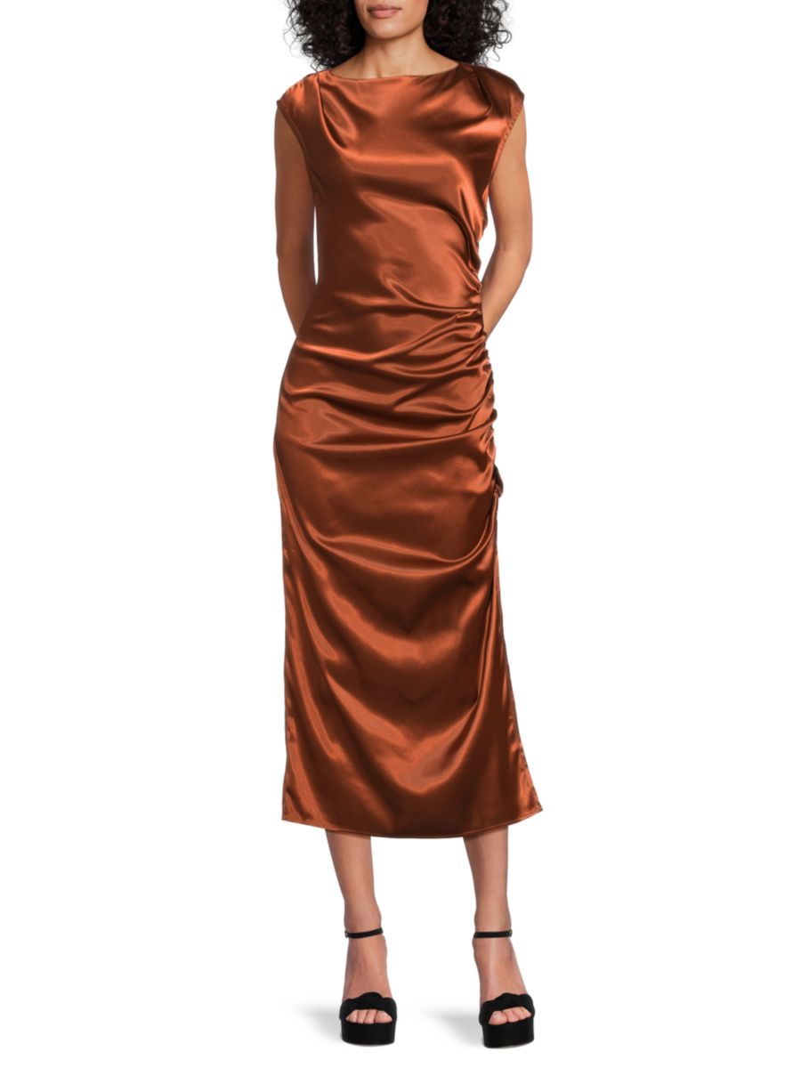 Платье-миди Irma Satin Ruched Area Stars, коричневый
Платье-миди Irma Satin Ruched Area Stars, коричневый