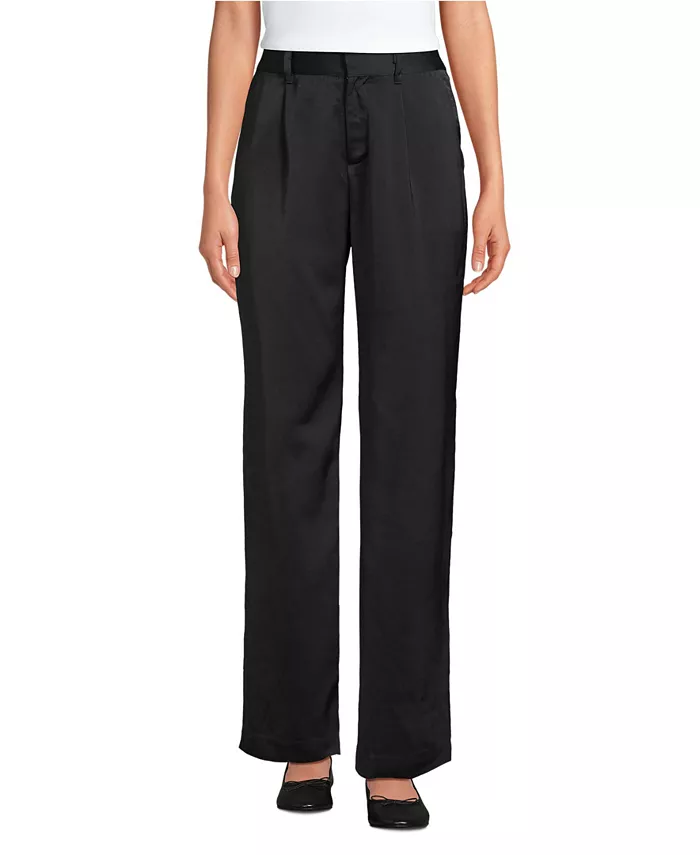 Женские атласные брюки с широкими штанинами и эластичной спинкой Lands' End, черный
Женские атласные брюки с широкими штанинами и эластичной спинкой Lands' End, черный