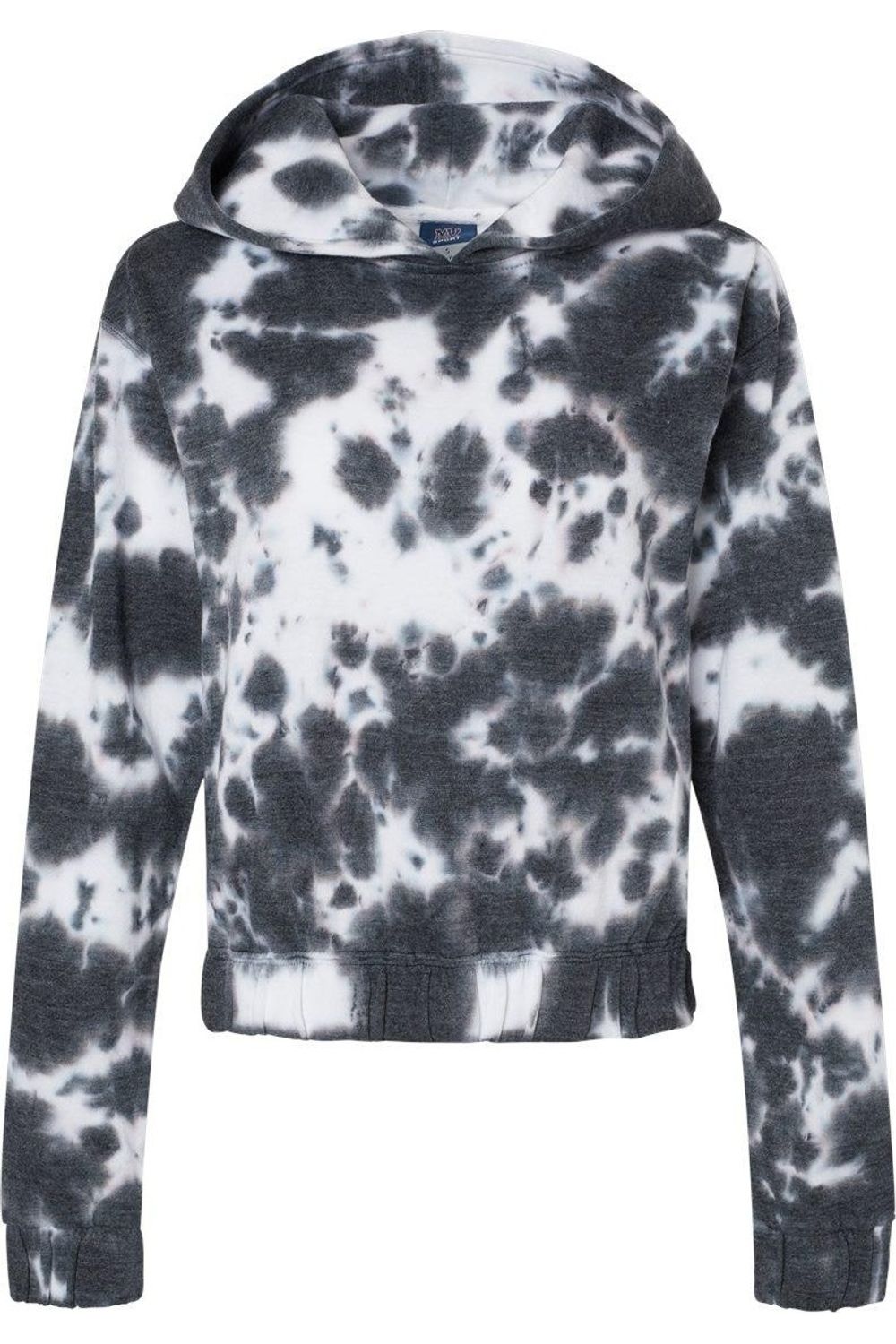 Женская укороченная худи с капюшоном из тай-дай велюра MV Sport, Charcoal 
Женская укороченная худи с капюшоном из тай-дай велюра MV Sport, Charcoal