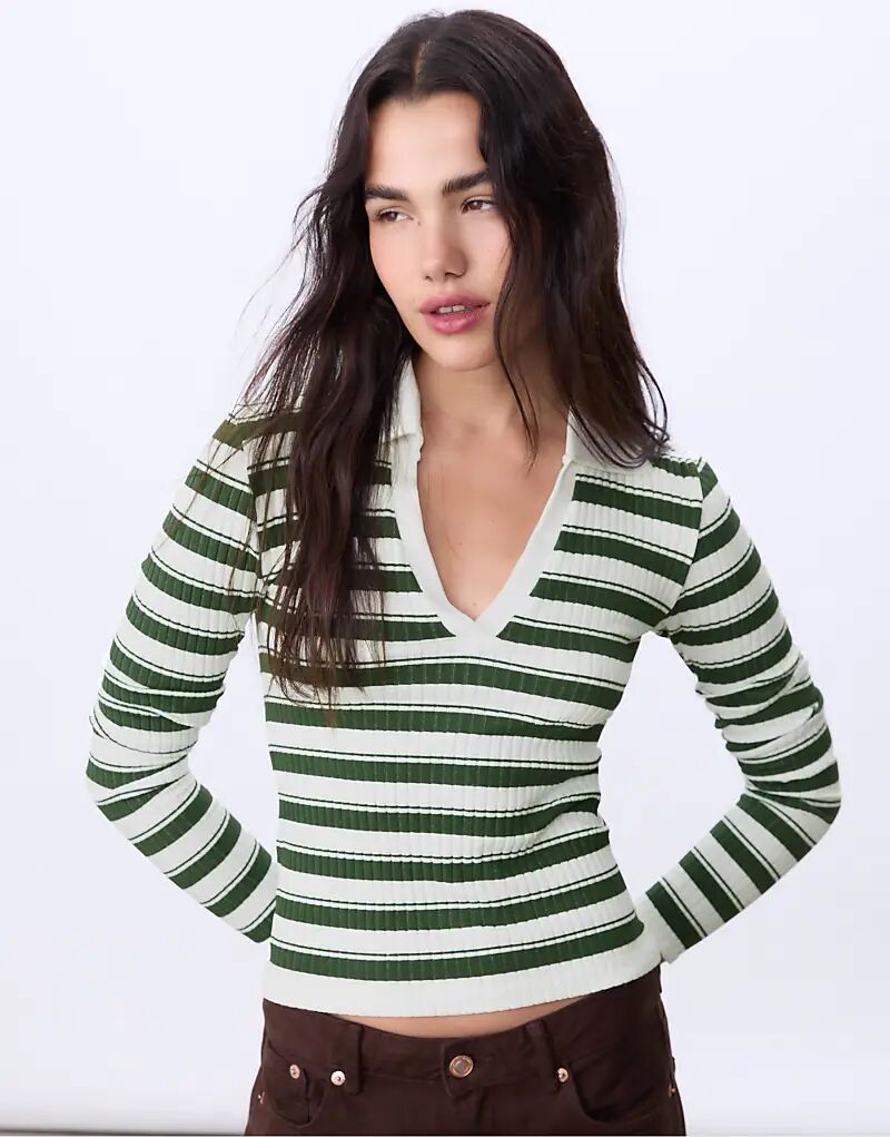 Футболка-поло Stradivarius Striped бесшовного зеленого цвета
Футболка-поло Stradivarius Striped бесшовного зеленого цвета