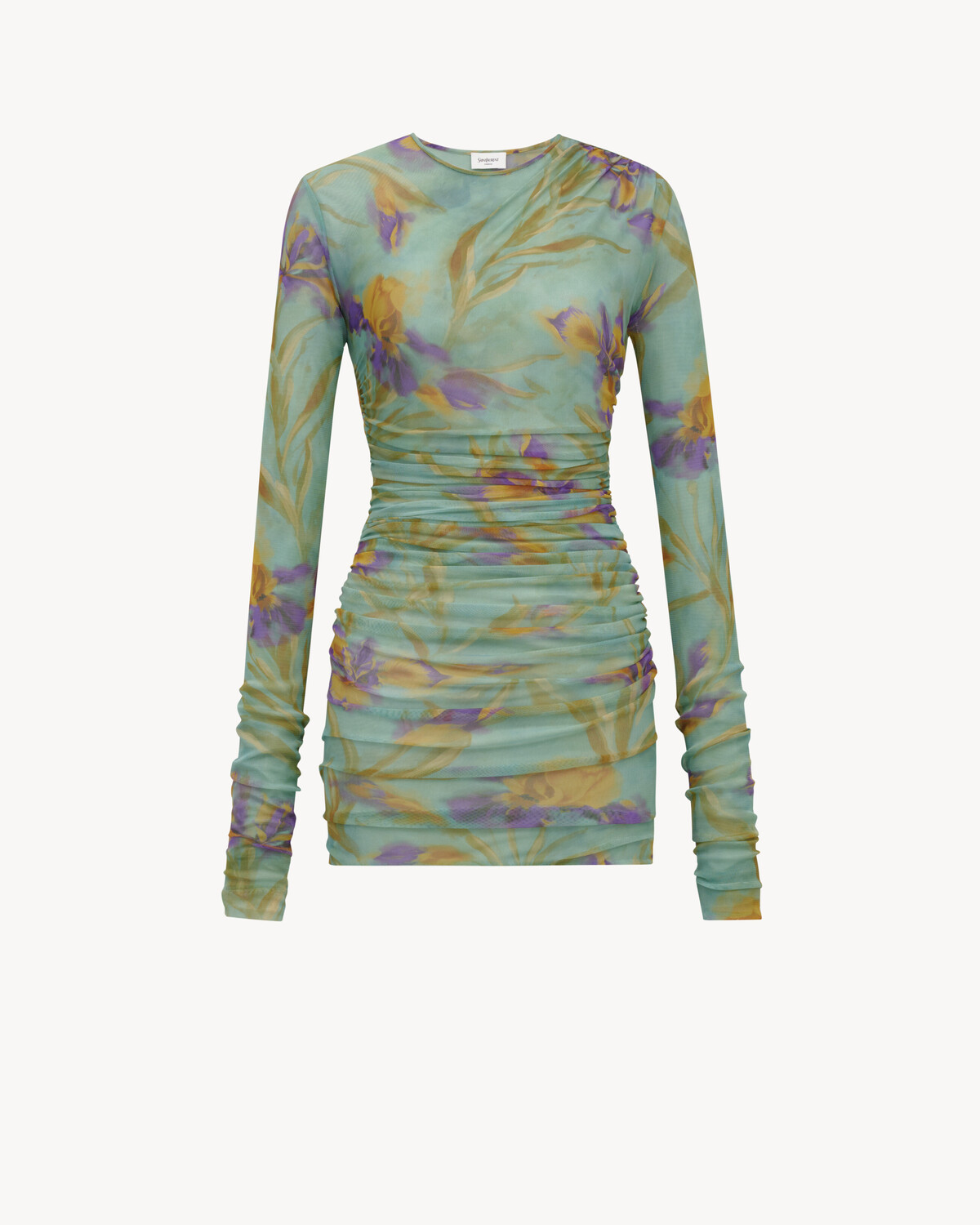 Драпированное мини-платье из тюлевого трикотажа с цветочным узором Saint Laurent, синий
Драпированное мини-платье из тюлевого трикотажа с цветочным узором Saint Laurent, синий