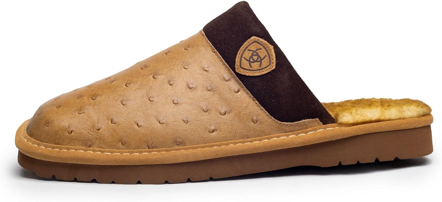 Мужские домашние/теплые комфортные экзотические тапочки ARIAT Silversmith с квадратным носком и кожаной верхней частью, Ostrich Tan
Мужские домашние/теплые комфортные экзотические тапочки ARIAT Silversmith с квадратным носком и кожаной верхней частью, Ostrich Tan