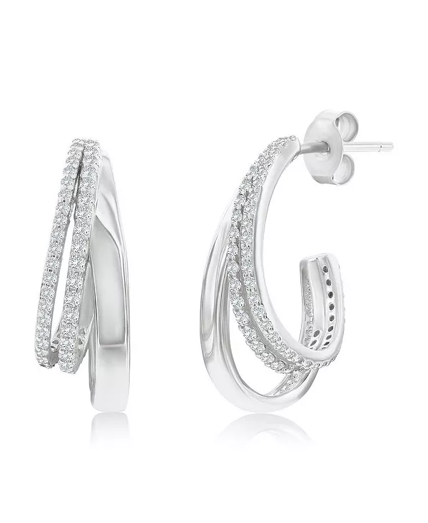 Серьги-Полукольца из стерлингового серебра с тремя рядами фианитов и полированной отделкой Simona, silver
Серьги-Полукольца из стерлингового серебра с тремя рядами фианитов и полированной отделкой Simona, silver