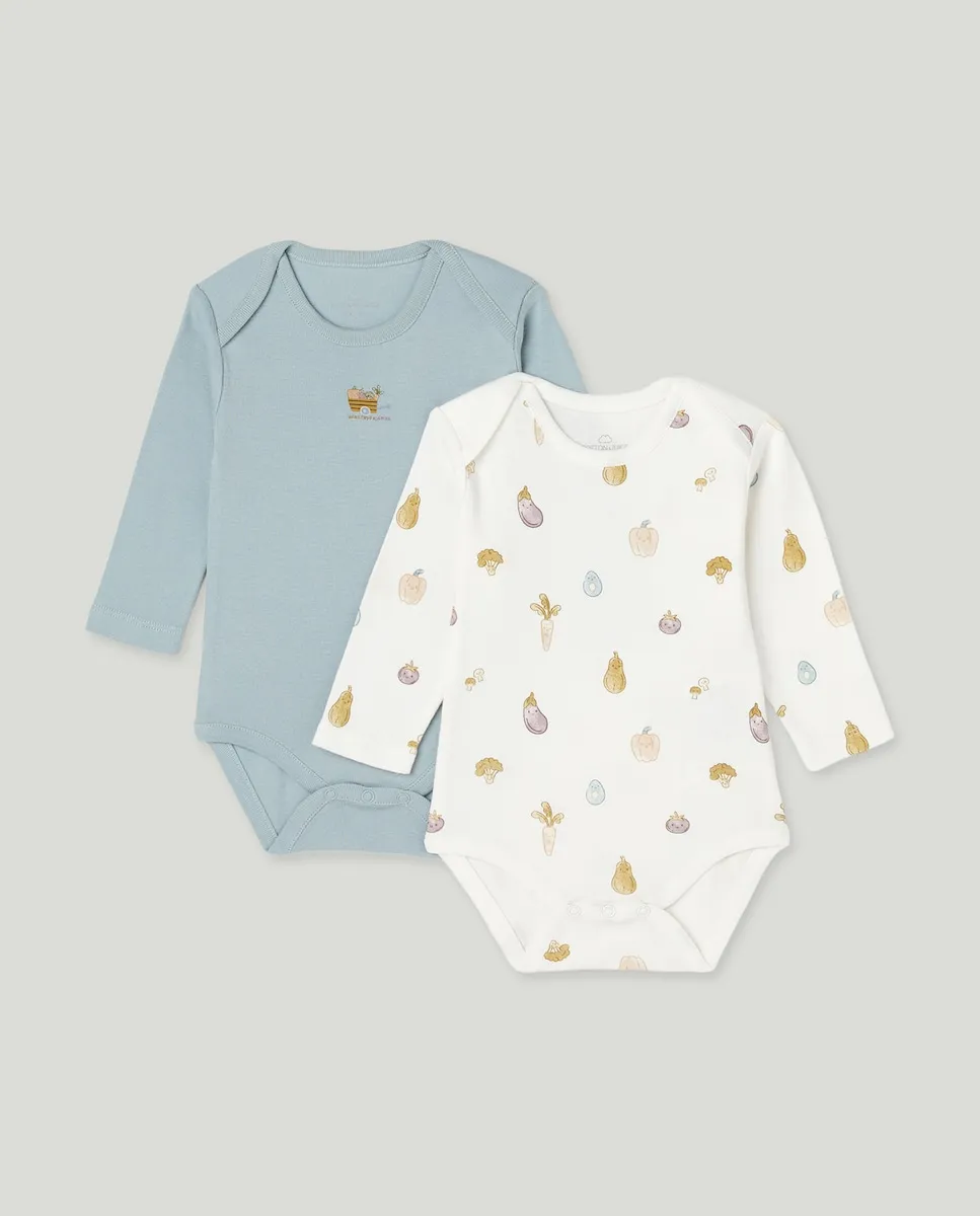 Набор из 2 боди с длинным рукавом с принтом овощей для младенцев Cotton Juice, мультиколор
Набор из 2 боди с длинным рукавом с принтом овощей для младенцев Cotton Juice, мультиколор