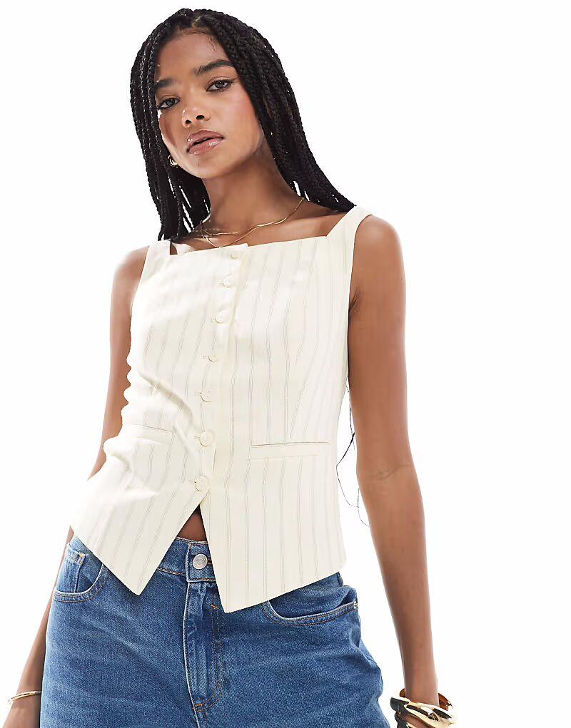 Жилет Stradivarius с квадратным вырезом в желтую полоску
Жилет Stradivarius с квадратным вырезом в желтую полоску