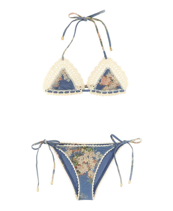 Каскадское вязаное крючком трехсекционное бикини Zimmermann, синий
Каскадское вязаное крючком трехсекционное бикини Zimmermann, синий
