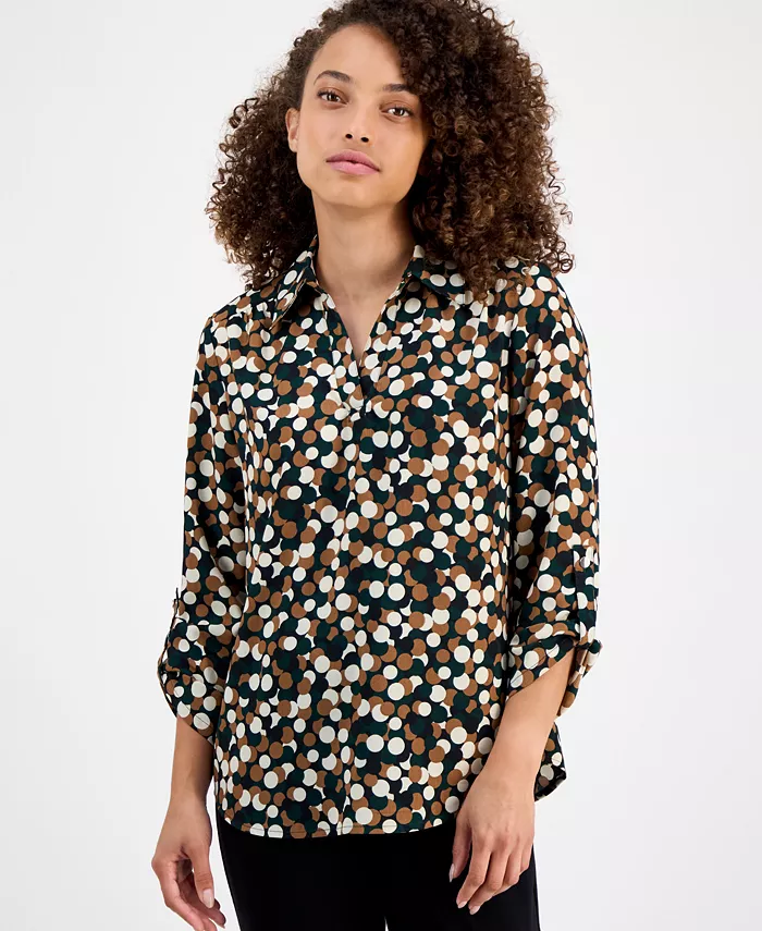 Миниатюрная блузка в горошек AK Anne Klein, черный
Миниатюрная блузка в горошек AK Anne Klein, черный