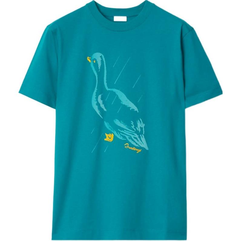 Футболка с утиным принтом Burberry, цвет зимородок 
Футболка с утиным принтом Burberry, цвет зимородок