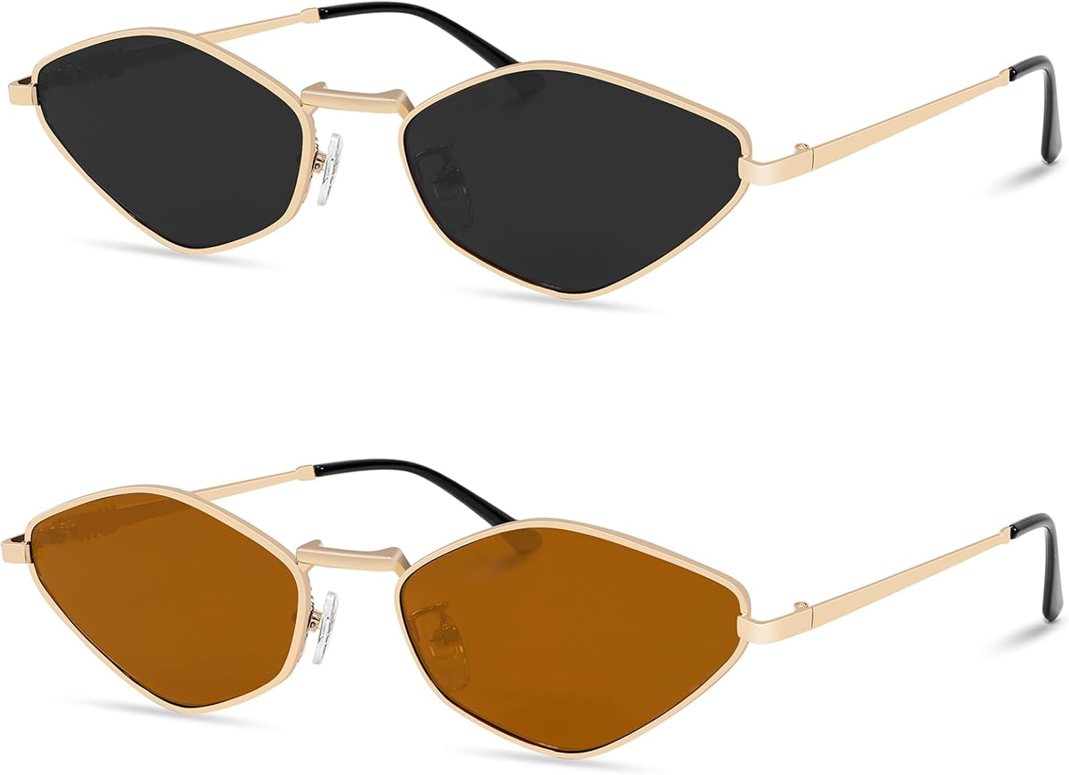 Солнцезащитные очки Rmerom Retro Irregular Metal для женщин и мужчин, 2026 Модные винтажные солнцезащитные очки в стиле 90-х, маленькие узкие, в золотой оправе, 2 Pack Black+brown
Солнцезащитные очки Rmerom Retro Irregular Metal для женщин и мужчин, 2026 Модные винтажные солнцезащитные очки в стиле 90-х, маленькие узкие, в золотой оправе, 2 Pack Black+brown