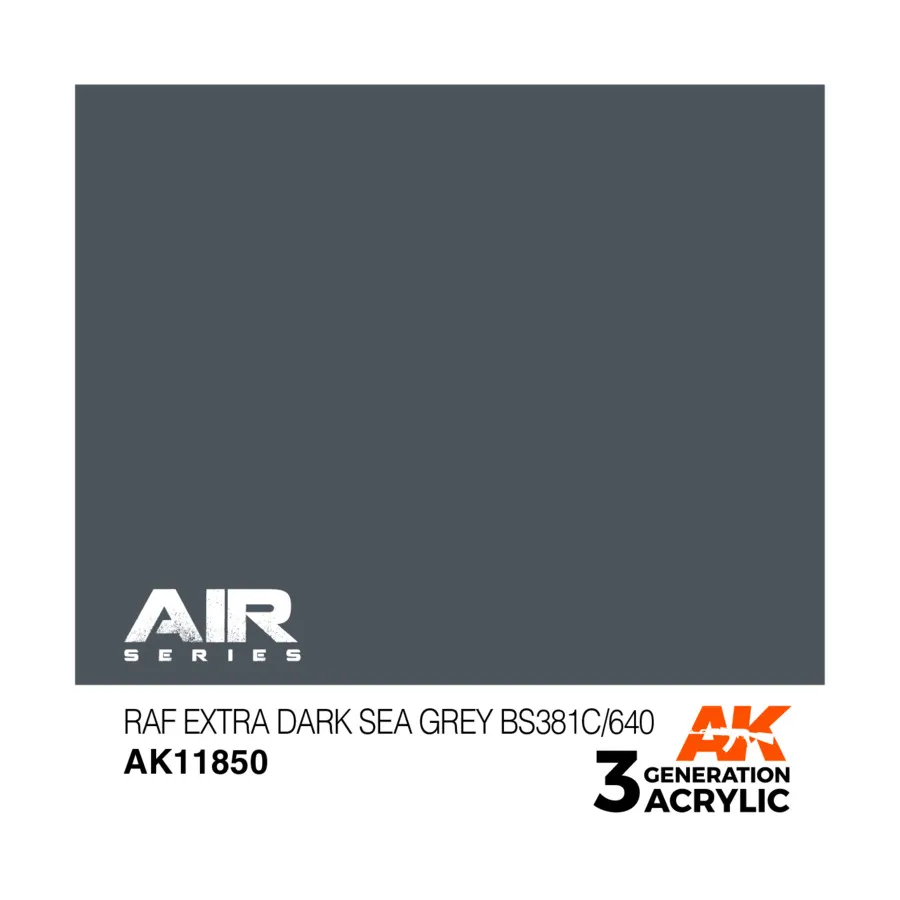RAF Экстра Темный Морской Серый BS381C/640, 3rd Gen Acrylic - Air
RAF Экстра Темный Морской Серый BS381C/640, 3rd Gen Acrylic - Air