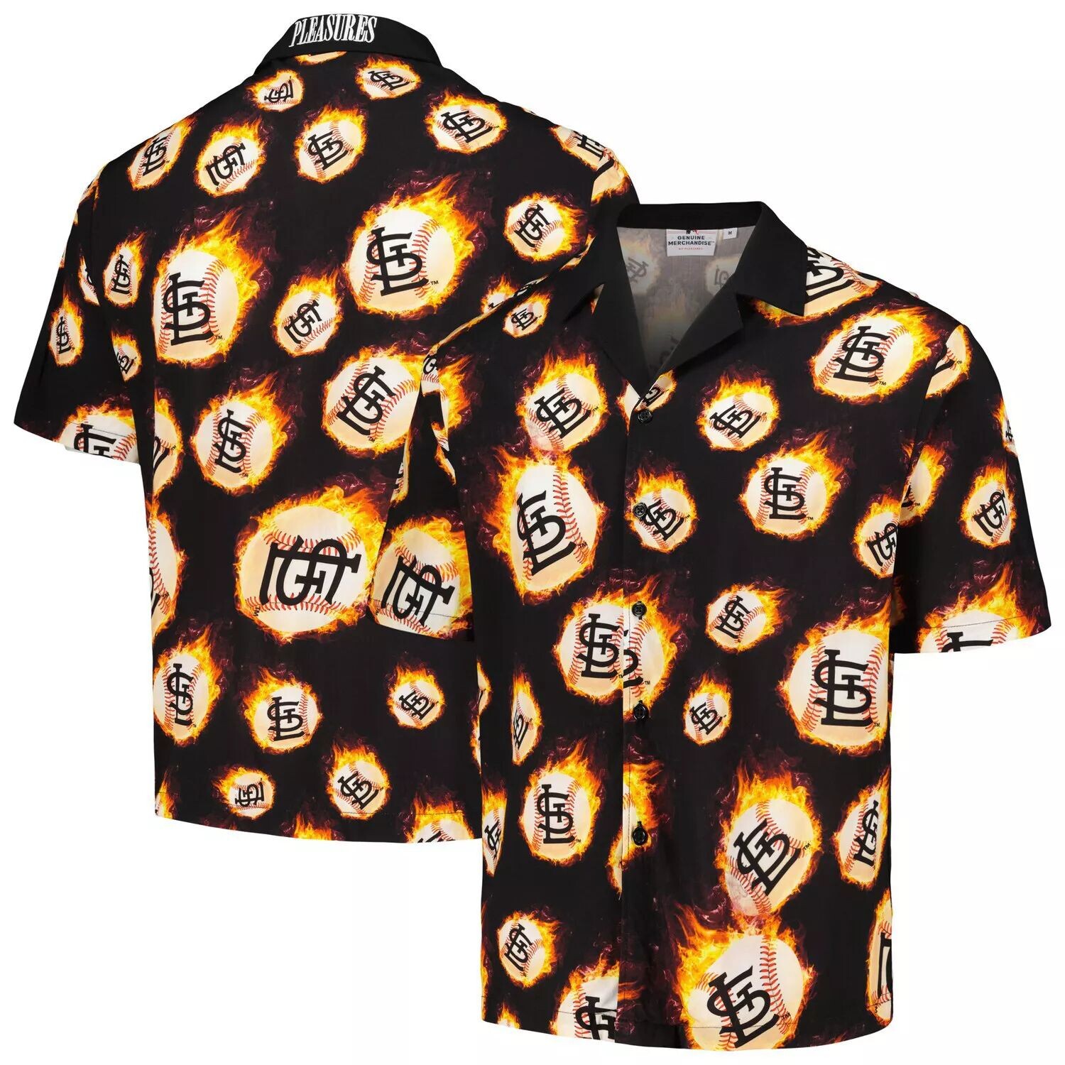 Мужская черная рубашка на пуговицах St. Louis Cardinals Flame Fireball
Мужская черная рубашка на пуговицах St. Louis Cardinals Flame Fireball