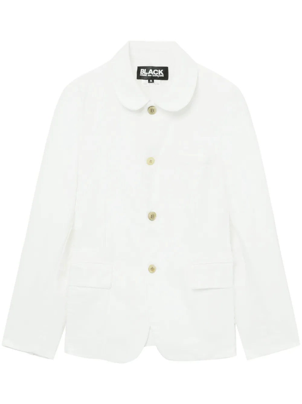 Однобортный пиджак с закругленным воротником Black Comme Des Garçons, белый
Однобортный пиджак с закругленным воротником Black Comme Des Garçons, белый
