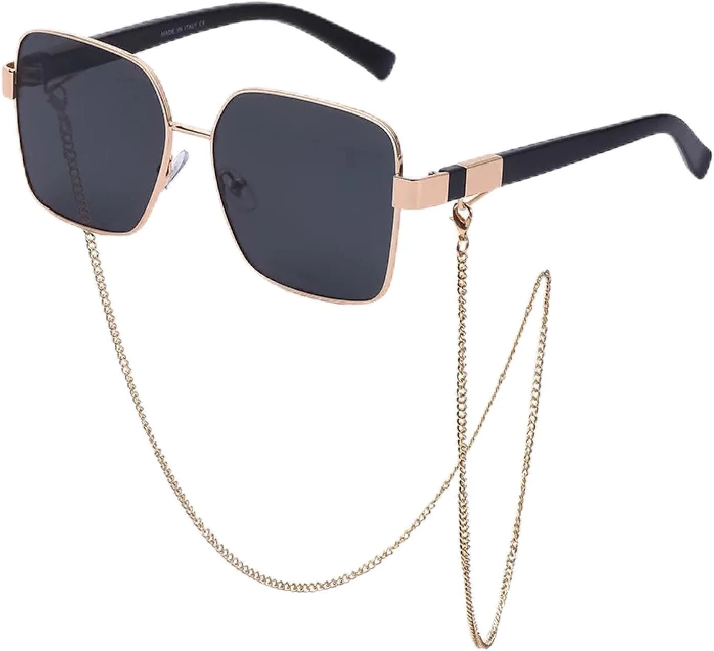 Крупные солнцезащитные очки с цепочкой для женщин, винтажные классические солнцезащитные очки в металлической оправе, модные панк-очки generic, C1 Gold Black
Крупные солнцезащитные очки с цепочкой для женщин, винтажные классические солнцезащитные очки в металлической оправе, модные панк-очки generic, C1 Gold Black