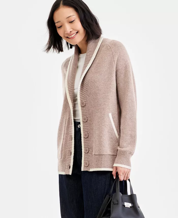 Женский кардиган бойфренда из 100% кашемира с шалевым воротником Charter Club, коричневый
Женский кардиган бойфренда из 100% кашемира с шалевым воротником Charter Club, коричневый