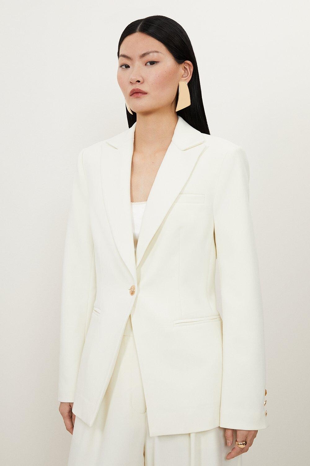 Однобортный пиджак строгого кроя Compact Stretch Essential Karen Millen, белый
Однобортный пиджак строгого кроя Compact Stretch Essential Karen Millen, белый