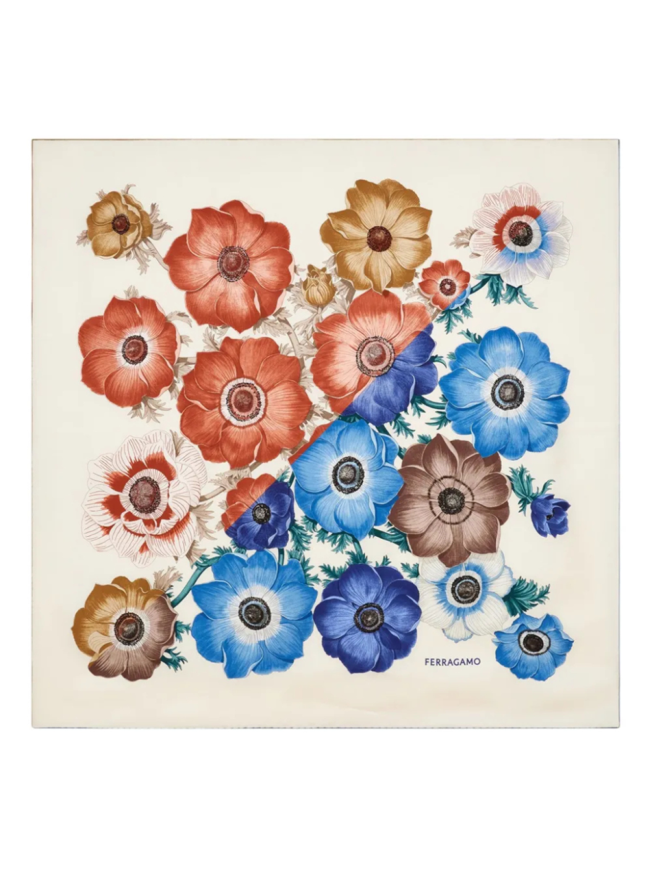 Ferragamo шелковый шарф с принтом Anemone, синий
Ferragamo шелковый шарф с принтом Anemone, синий