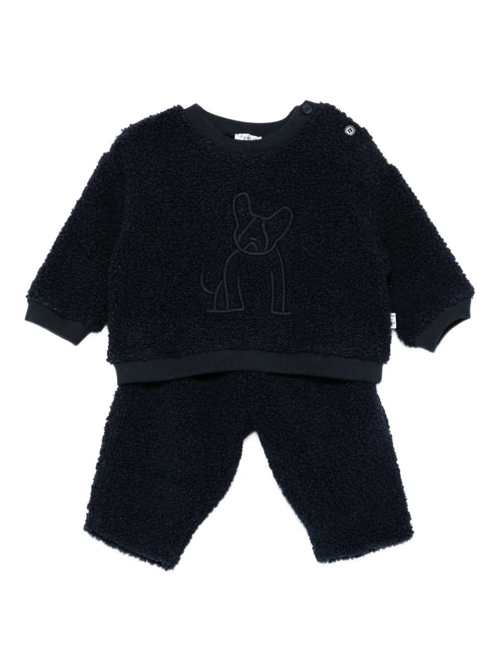 Флисовый спортивный костюм с вышитой собакой Il Gufo, синий
Флисовый спортивный костюм с вышитой собакой Il Gufo, синий