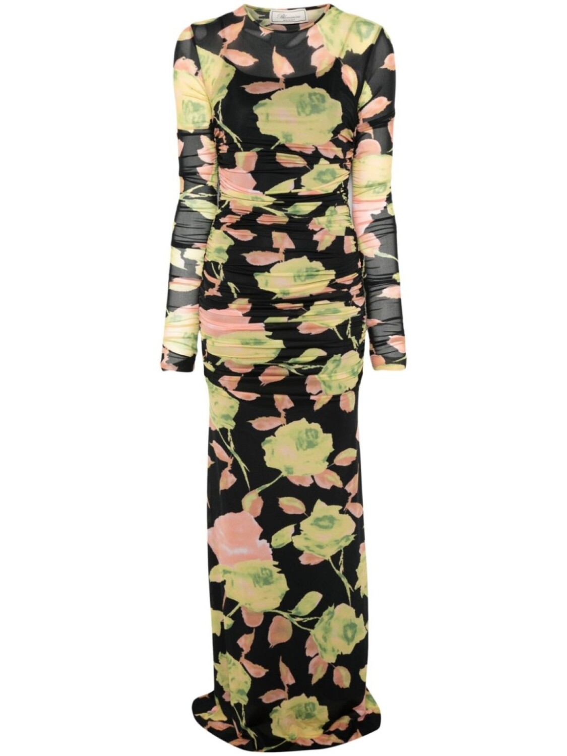 Платье макси с цветочным принтом Blumarine, черный 
Платье макси с цветочным принтом Blumarine, черный