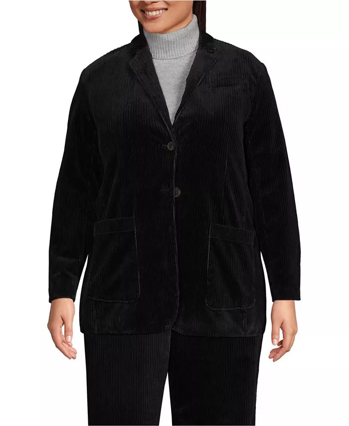 Вельветовый блейзер большого размера с широкими рубчиками Lands' End, черный
Вельветовый блейзер большого размера с широкими рубчиками Lands' End, черный